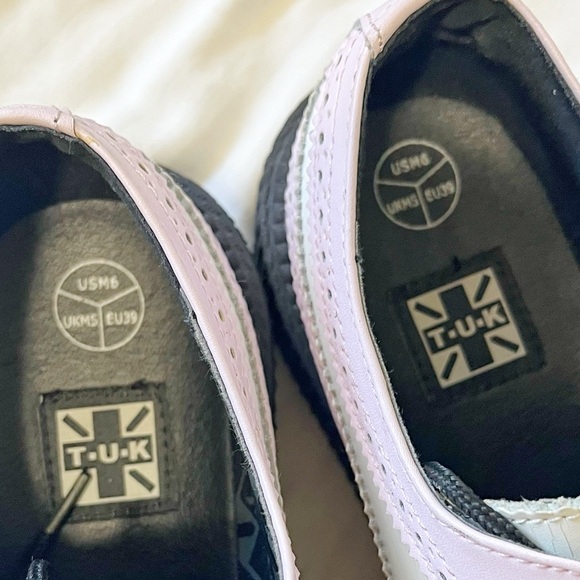 NWOT T.U.K Viva High Sole Mondo Wingtip Oxford Platform Creeper White Pink EU 39 - Picture 12 of 14